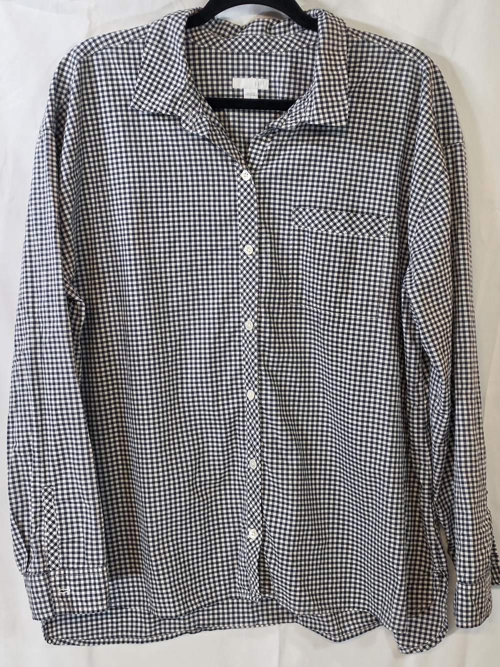 J. Jill Black and White Gingham Button-Down Shirt Size Large